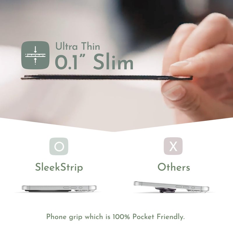 SleekStrip SleekGrip-Essential Ultra Thin Phone Grip Stand,Slim Metal Finger Loop Ring Hand Holder Strap Cell Phone Grips for iPhone 16 Pro Max,17 Air,Android,Case Back - Frosted x Misty Rose - Image 2