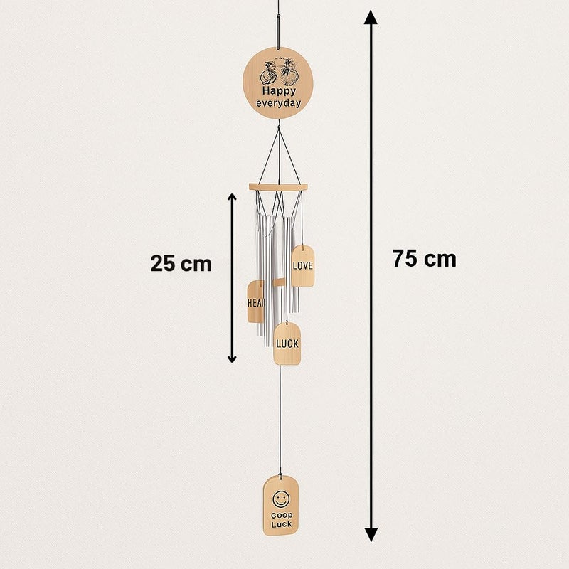 LUVAE Wind Chimes – 4 Pipe Silver Chime with Wooden Message Catcher for Home, Bedroom, Balcony, Garden – Positive Energy, Calming Sound – Gift for Couples, Housewarming, Birthday - Image 5