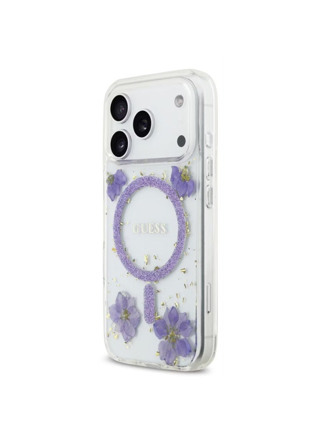 GUESS Guess MagSafe Resin Case with Flowers & Glitter Pattern for iPhone 17 Pro Max, Slim Profile, Drop Protection, Easy Snap-On, Sustainable Packaging, Comfortable Grip, Lightweight Design - Purple - Image 5