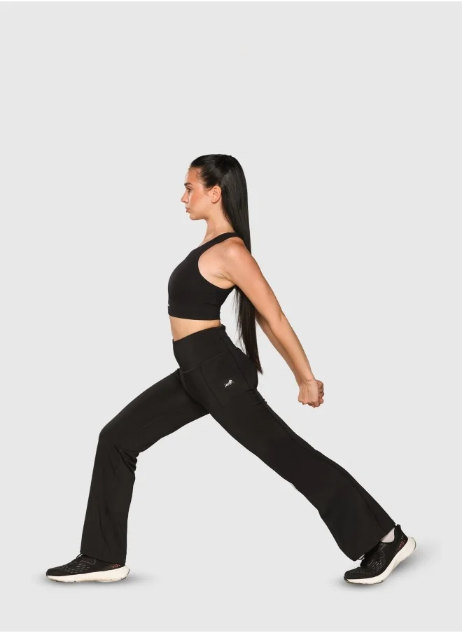 Musclemind Women's Flare Pants with High Waist Anti Slip No Roll Down Waistband, 2 Deep Pockets, Super Soft, Lightweight And Streachable Fabric for All Day Comfort