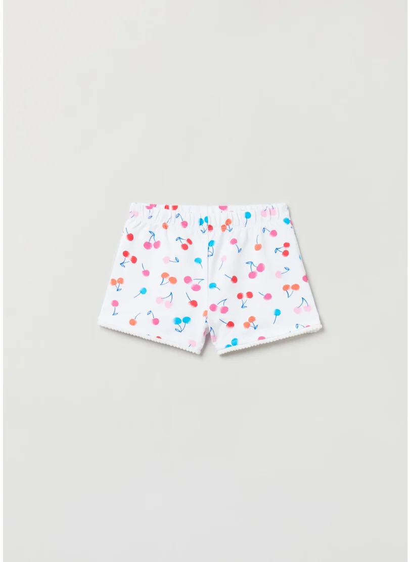 او في اس French Terry Shorts With Print And Pompoms