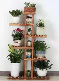 HOME TASTE Hometaste Indoor Plant Stand Rack,Flower Pot Holder Organizer For Multiple Plants, Outdoor Wood Plant Shelves Corner Display Rack For Balcony Garden Living Room Patio Office 