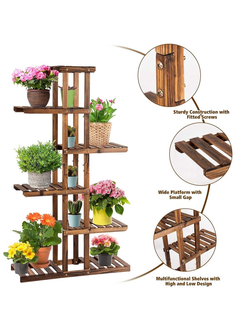 HOME TASTE حامل نباتات داخلي، منظم لحامل الأواني للعديد من النباتات، رفوف نباتات خشبية خارجية لعرض الزاوية للبالكون وحديقة غرفة المعيشة والفناء والمكتب - Image 5