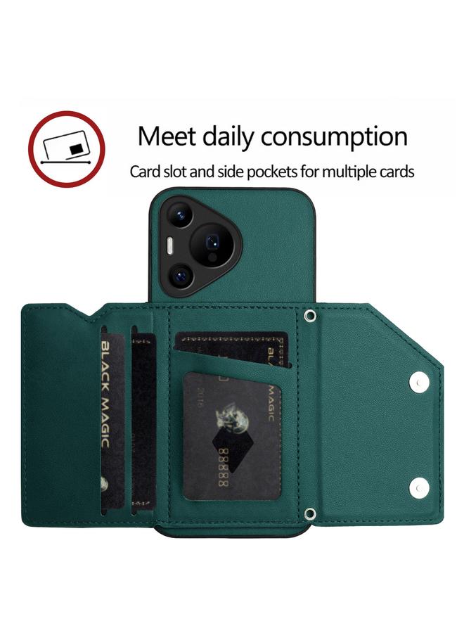 S-TOP Case For Huawei Pura 70 Pro Skin Feel Four Card Slots Phone Case with Wrist Strap - Image 5