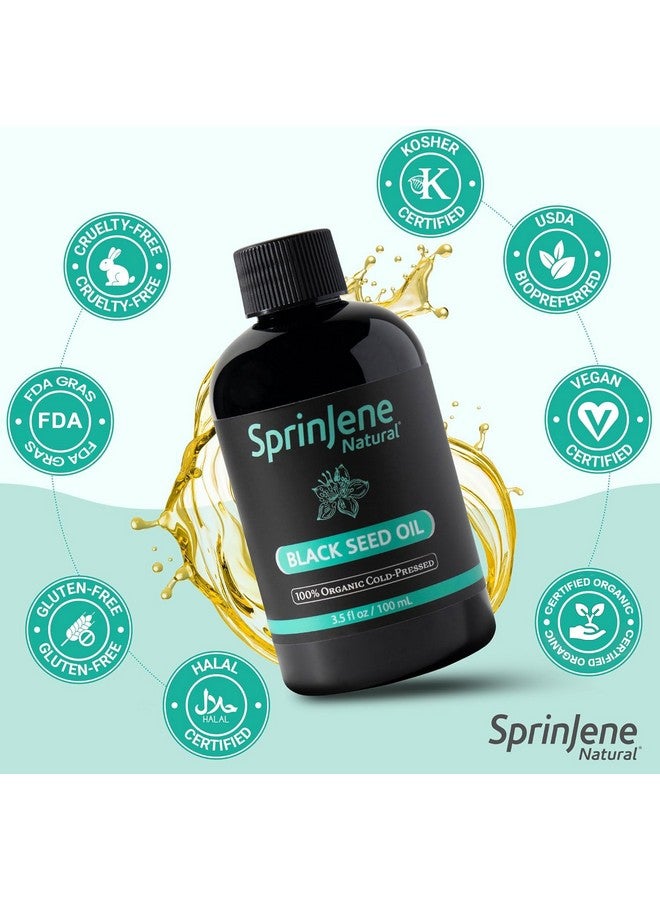 SprinJene زيت الحبة السوداء العضوي 100% نقي من سبريجن® مضغوط على البارد لصحة الفم، زيت الحبة السوداء من نيغلا سativa، زيت الكمون الأسود العضوي، أوميغا 3 6 9، يغذي البشرة، يدعم المفاصل، 3.5 أونصة سائلة 2 عبوة - Image 3