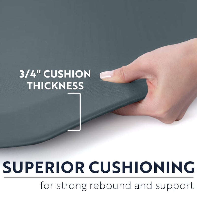 KANGAROO Thick Ergonomic Anti Fatigue Mats for Kitchen Floor, 39x20, Cushioned Standing Office Desk Mat, Waterproof Scratch Resistant Topside, Supportive All Day Comfort Padded Foam Rugs, Charcoal - Image 2