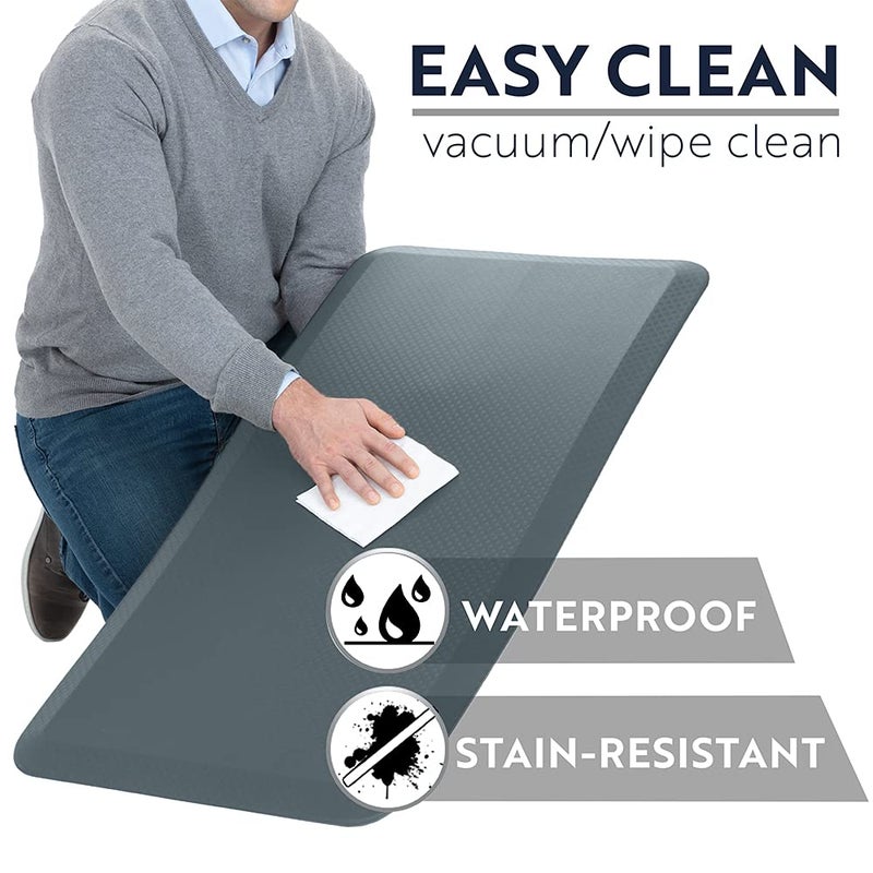 KANGAROO Thick Ergonomic Anti Fatigue Mats for Kitchen Floor, 39x20, Cushioned Standing Office Desk Mat, Waterproof Scratch Resistant Topside, Supportive All Day Comfort Padded Foam Rugs, Charcoal - Image 4