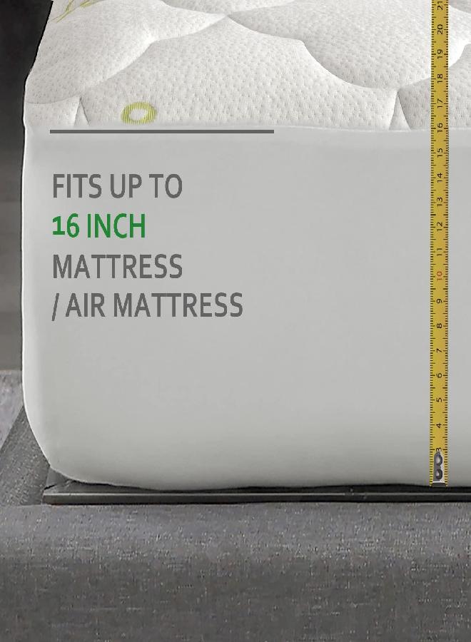 Moonsea Bamboo Mattress Pad Twin Air Mattress Topper Cover, Twin Size Quilted Fitted Mattress Pad, Super Soft Breathable and Noiseless Bamboo Pillow Top Mattress Topper Fits Up to 16 inch Air Mattress  - Image 2