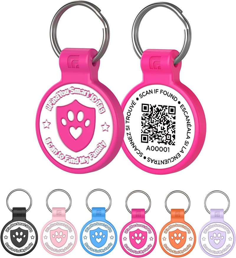 ILFINDYOU Silicone Cat Tags Personalized Small for Pet Collars, QR Code Cat Name Tags, Scan Location Alerts, Rose Red S - Image 1