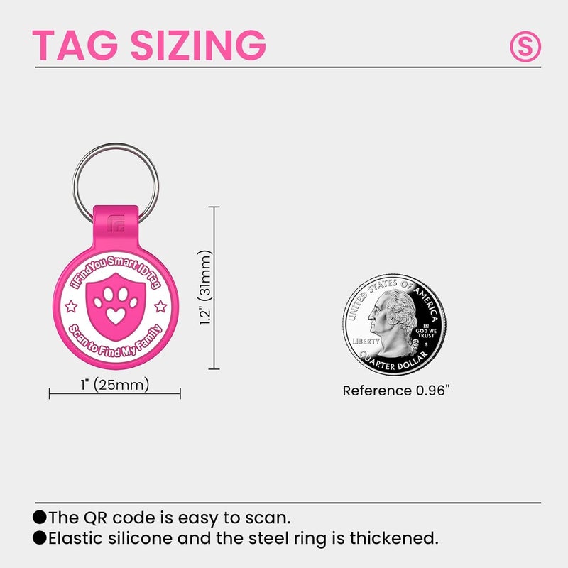 ILFINDYOU Silicone Cat Tags Personalized Small for Pet Collars, QR Code Cat Name Tags, Scan Location Alerts, Rose Red S - Image 3