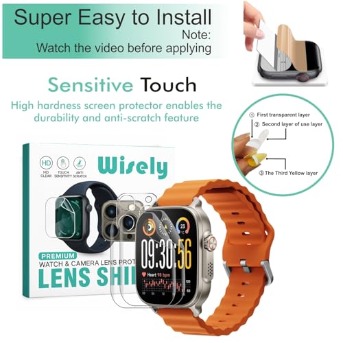Wisely |3pcs| Screen Guard Protector Compatible For Realme Watch 5 Smartwatch |1.97"| Bubble Free, HD Clear, Full Cover, Easy installation kit - Image 2
