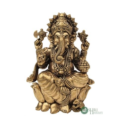INDICAST Brass Ganesha Idol for Good Luck & Worship | 4" Ganpati Hindu God Statue Figurine Perfect for Decoration Puja & Gifting Purpose Sculpture (Weight- 250gm) - Image 4