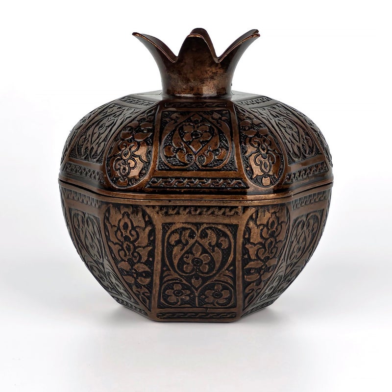 Binbir Trend Decorative Pomegranate Bowl with Lid, Zamak Die-Cast Candy Dish & Catch-All Tray, 17.4 fl oz â€“ Coffee Table Decor, Jewelry Holder, Table Centerpiece Accent (6 Colors) (Antique Brown) - Image 5