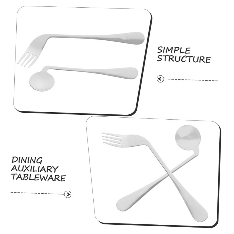 Unomor Ergonomic Angled Feeding Utensils for Elderly Patients Curved Spoon and Fork for Right Handed Use Comfortable Non Slip Handles Lightweight Stainless Steel Adaptive Cutlery - Image 4