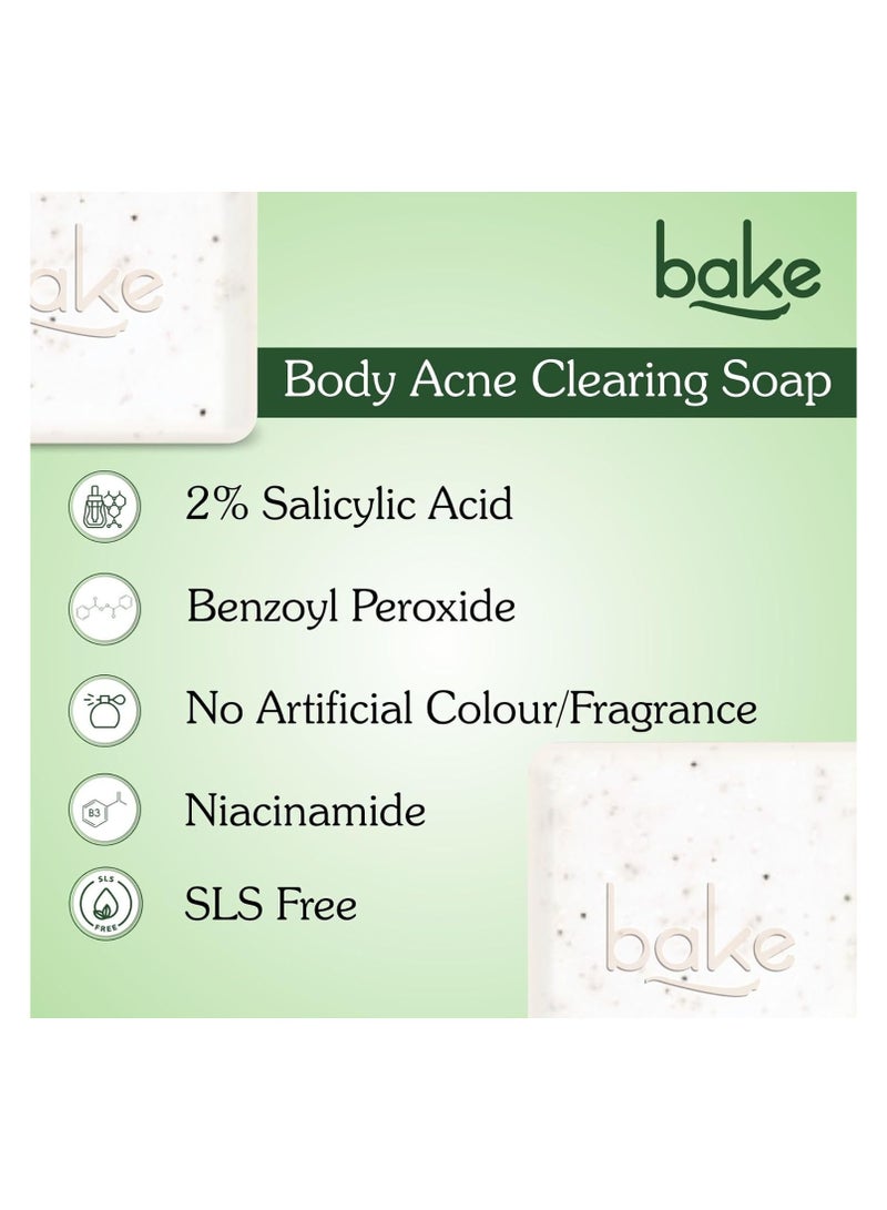 BAKE 2% Salicylic Acid Soap (2 pcs) Scrub Treatment with Niacinamide for Body & Back Acne, Reduces Strawberry Legs | Fades Dark Spots | Non Drying Formula | Soap For Men & Women | 100g x 2 - Image 2
