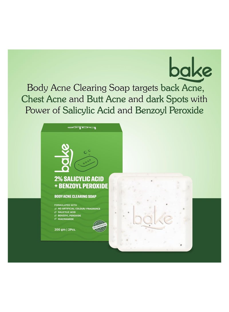 BAKE 2% Salicylic Acid Soap (2 pcs) Scrub Treatment with Niacinamide for Body & Back Acne, Reduces Strawberry Legs | Fades Dark Spots | Non Drying Formula | Soap For Men & Women | 100g x 2 - Image 3