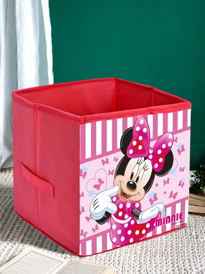Kuber Industries Disney Print Non Woven Fabric 2 Pieces Foldable Large Size Cloth Storage Box Toy Books Wardrobe Organizer Cube with Handle Black and Pink - Image 2