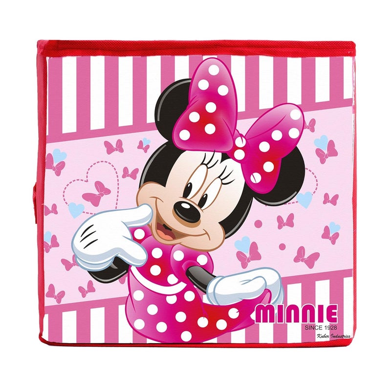 Kuber Industries Disney Print Non Woven Fabric 2 Pieces Foldable Large Size Cloth Storage Box Toy Books Wardrobe Organizer Cube with Handle Black and Pink - Image 4