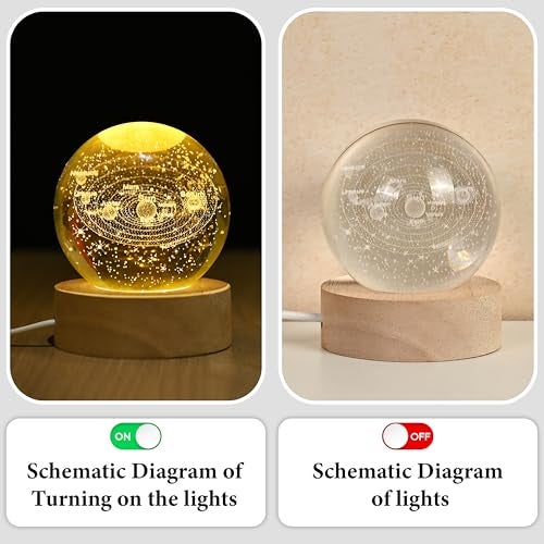 HindCraft 3D Galaxy Crystal Ball Night Lamp – Mothers Day Gift with Engraved LED Light | USB Wooden Base Table Lamp for Home & Office Décor | Perfect Birthday & Festival Gift for Men & Women - Image 3