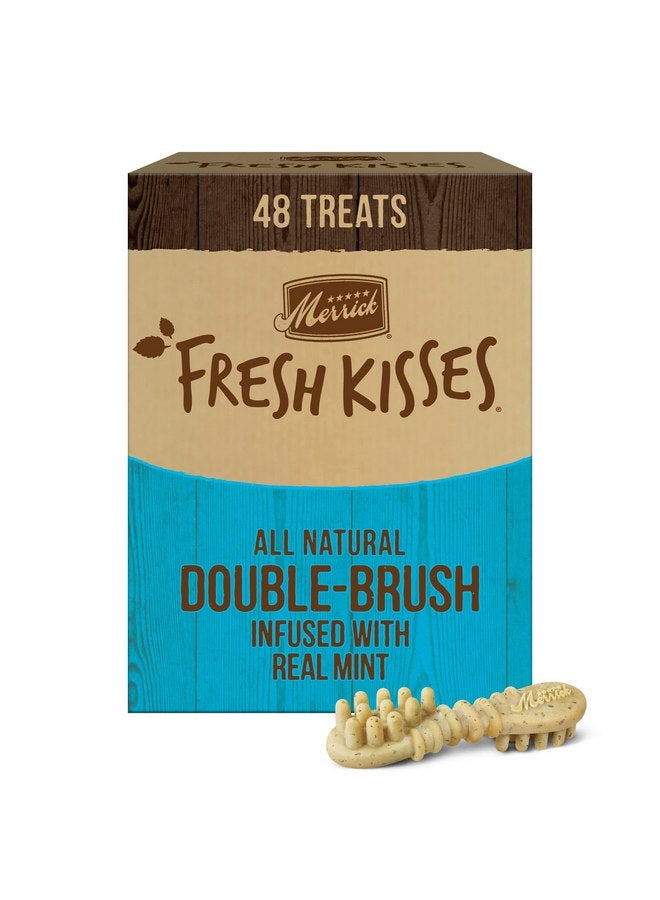 Merrick Fresh Kisses Natural Dental Chews, Toothbrush Treat Shape Infused with Real Mint, Small Dogs 15-25 Lbs - 48 ct. Box - Image 1