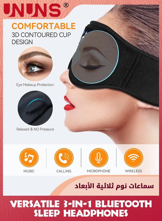 UNUNS Sleep Headphones Bluetooth 5.2,Sleep Mask 3D Wireless Music Sleeping Headphones Headband Eye Mask,Sleeping Earbuds For Side Sleepers,Built-in HD Speakers Cool Tech Gifts For Men Women - Image 2