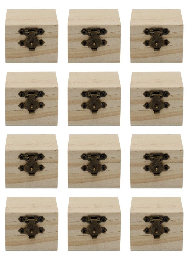 Creative Hobbies 12-Pack Mini Wooden Treasure Boxes with Locking Clasp - Unfinished Wood Treasure Chest for Party Favors, DIY Projects, Home Decor, Props, 2.3 x 1.5 x 1.5 Inches - Image 3