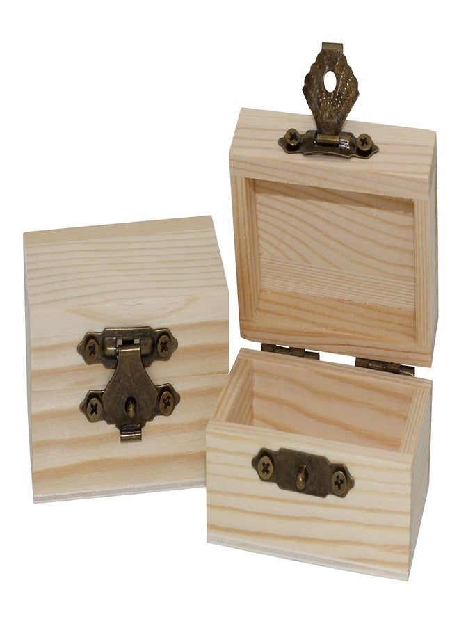Creative Hobbies 12-Pack Mini Wooden Treasure Boxes with Locking Clasp - Unfinished Wood Treasure Chest for Party Favors, DIY Projects, Home Decor, Props, 2.3 x 1.5 x 1.5 Inches - Image 2