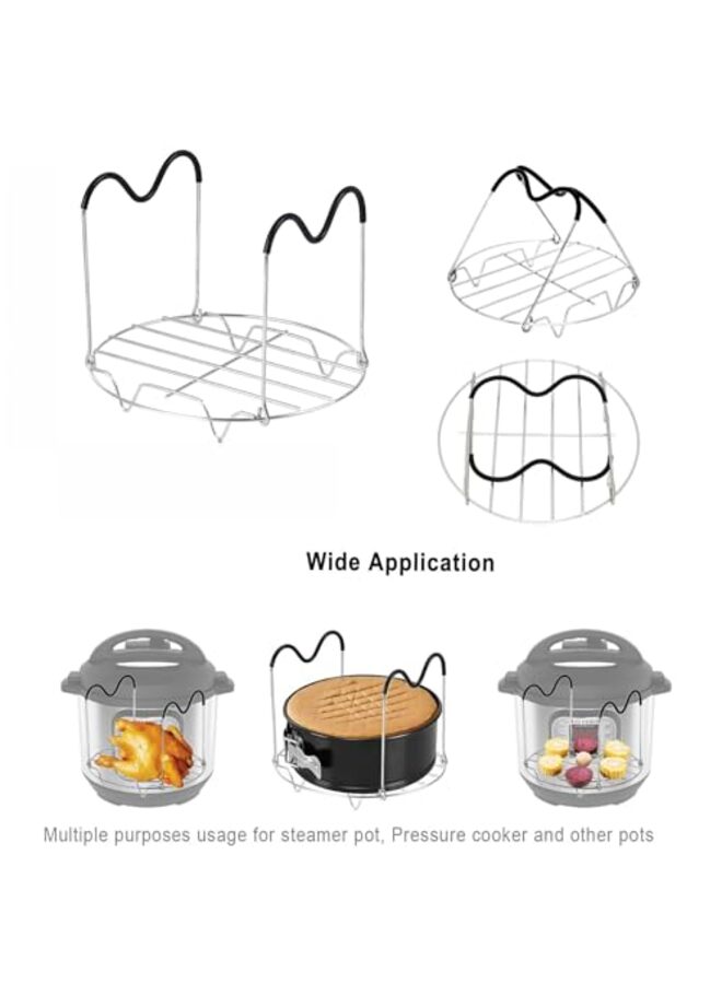 Silicone Egg Bites Molds and Steamer Rack Trivet with Heat Resistant Handles, 7pcs set for 6qt 8qt Electric Pressure Cooker With 2 Spoons and Silicone spatula (Blue) - Image 2