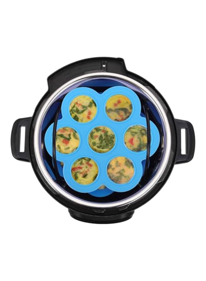 Silicone Egg Bites Molds and Steamer Rack Trivet with Heat Resistant Handles, 7pcs set for 6qt 8qt Electric Pressure Cooker With 2 Spoons and Silicone spatula (Blue) - Image 4