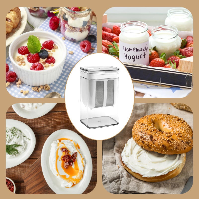 Pesilo Greek Yogurt Strainer with Lid, 1100ml Large Capacity Yogurt Maker Filter with Fine Mesh Bag, Whey Separator Kitchen Tool for Thick Yogurt Soybean Milk Kefir Cheese Soup Fruit Juice Coffee - Image 5