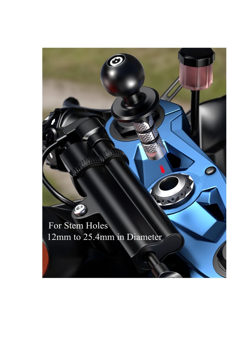 SYOSI Metal Motorcycle Fork Stem Mount Base, Ball Mount with 1'' TPU Ball for Stem Holes 12mm to 25.4mm in Diameter, Compatible with RAM Mounts B Size 1 Inch Ball Double Socket Arm - Image 2