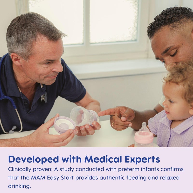 MAM 5oz Easy Start Anti-Colic Baby Bottles, Slow Flow with Bonus Medium Flow Nipple, Reduces Colic, Gas, & Reflux, Easy-to-Clean, BPA-Free, Baby Bottles for Newborns, 0-3 Months - Image 4