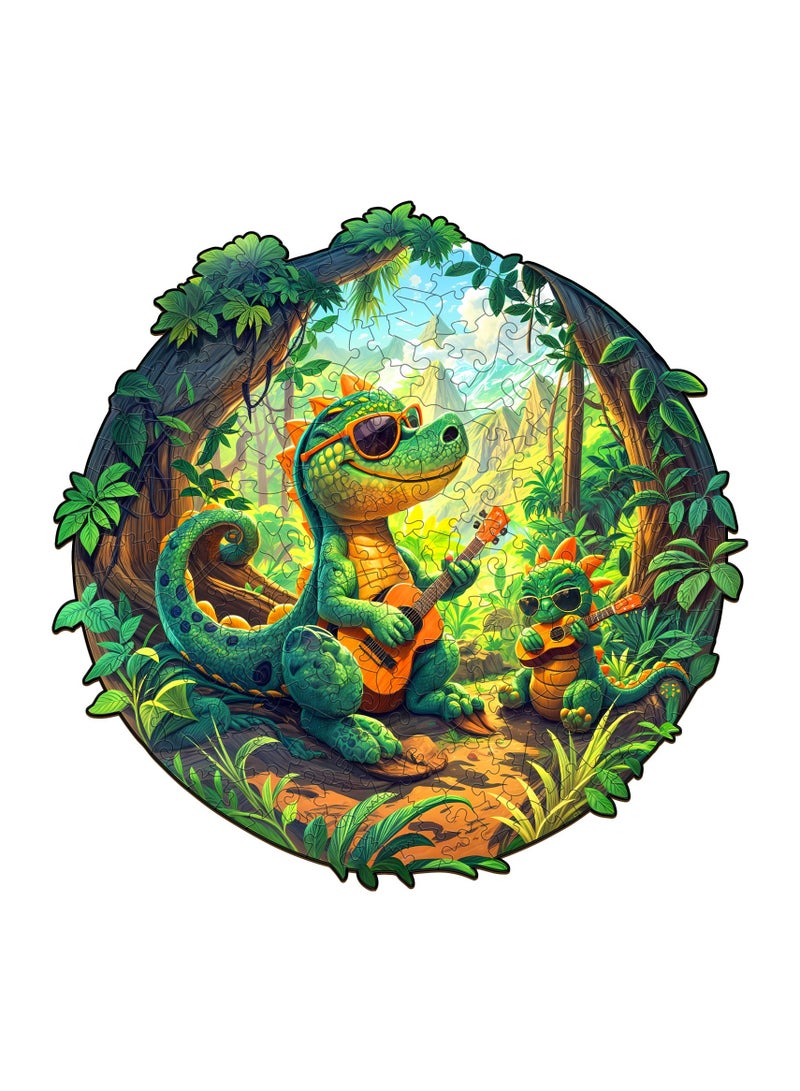 GALADUNE 200 pcs Jigsaws Puzzles for Adult & Kids Teens, Wooden Puzzles, DIY Educational Development Stress Relief Toys, Unique Ramadan Gift Souvenir, Warm Style Home Decorations, Rock Tyrannosaurus Pattern - Image 1