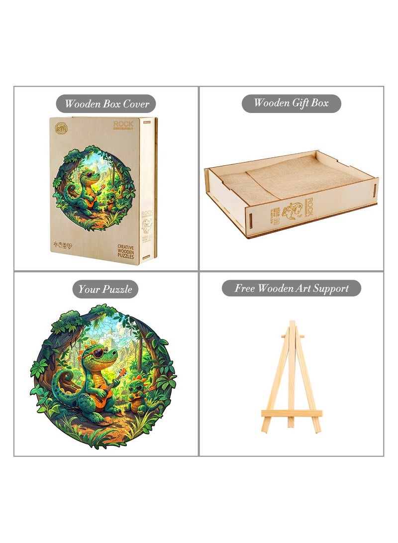 GALADUNE 200 pcs Jigsaws Puzzles for Adult & Kids Teens, Wooden Puzzles, DIY Educational Development Stress Relief Toys, Unique Ramadan Gift Souvenir, Warm Style Home Decorations, Rock Tyrannosaurus Pattern - Image 4