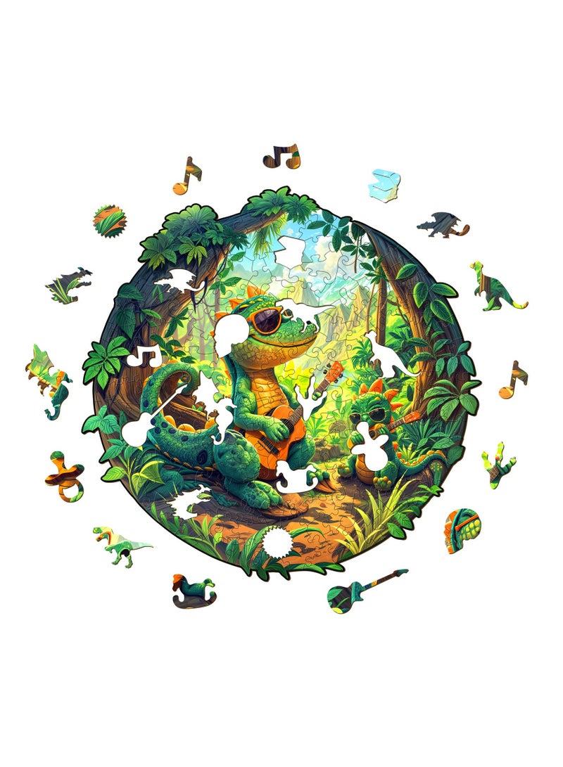 GALADUNE 200 pcs Jigsaws Puzzles for Adult & Kids Teens, Wooden Puzzles, DIY Educational Development Stress Relief Toys, Unique Ramadan Gift Souvenir, Warm Style Home Decorations, Rock Tyrannosaurus Pattern - Image 5