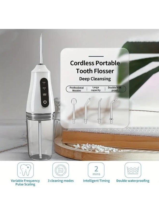 جهاز تنظيف الأسنان بالماء المحمول، سعة كبيرة 230 مل، مزود بـ 4 فوهات، مخصص لتنظيف الأسنان والعناية بالفم في المنزل - Image 3