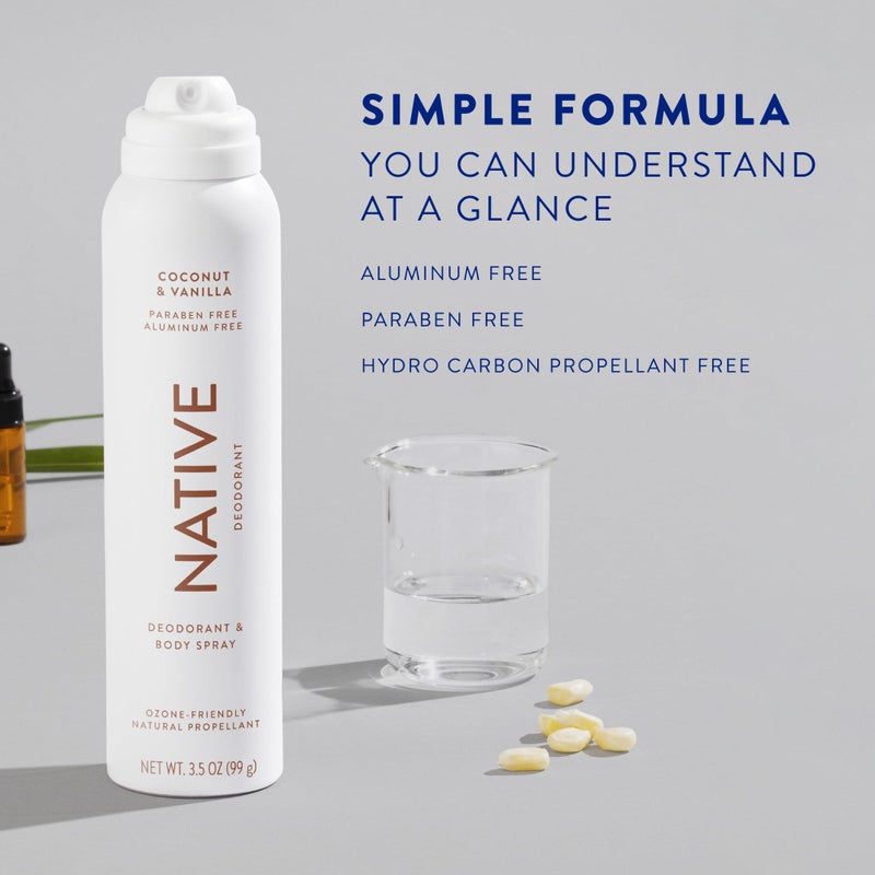 Native Deodorant & Body Spray Contains Naturally Derived Ingredients | Deodorant for Women and Men, All Day Odor Protection, Aluminum and Hydrocarbon Propellant Free | Coconut & Vanilla - Image 3