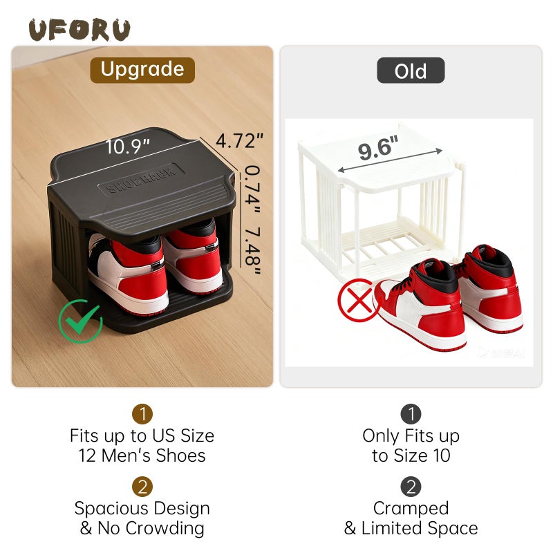 UFORU Small Shoe Rack, 5 Tier Plastic Vertical Shoe Rack for Small and Narrow Spaces, Free Standing Shoe Organizer for Closet, Entryway (Black) - Image 3