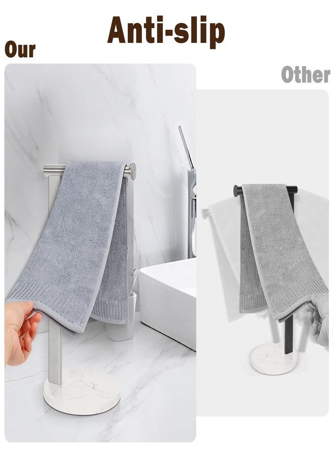 Siyzda Hand Towel Holder Stand for Bathroom, L- Shaped Standing Hand Towel Rack, Towel Bar Kitchen Vanity Countertop Organizer, SUS304 Stainless Steel Material (Marble Base, Brushed Nickel) - Image 4