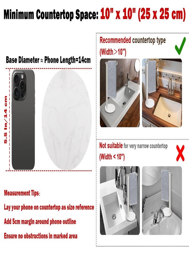 Siyzda Hand Towel Holder Stand for Bathroom, L- Shaped Standing Hand Towel Rack, Towel Bar Kitchen Vanity Countertop Organizer, SUS304 Stainless Steel Material (Marble Base, Brushed Nickel) - Image 2