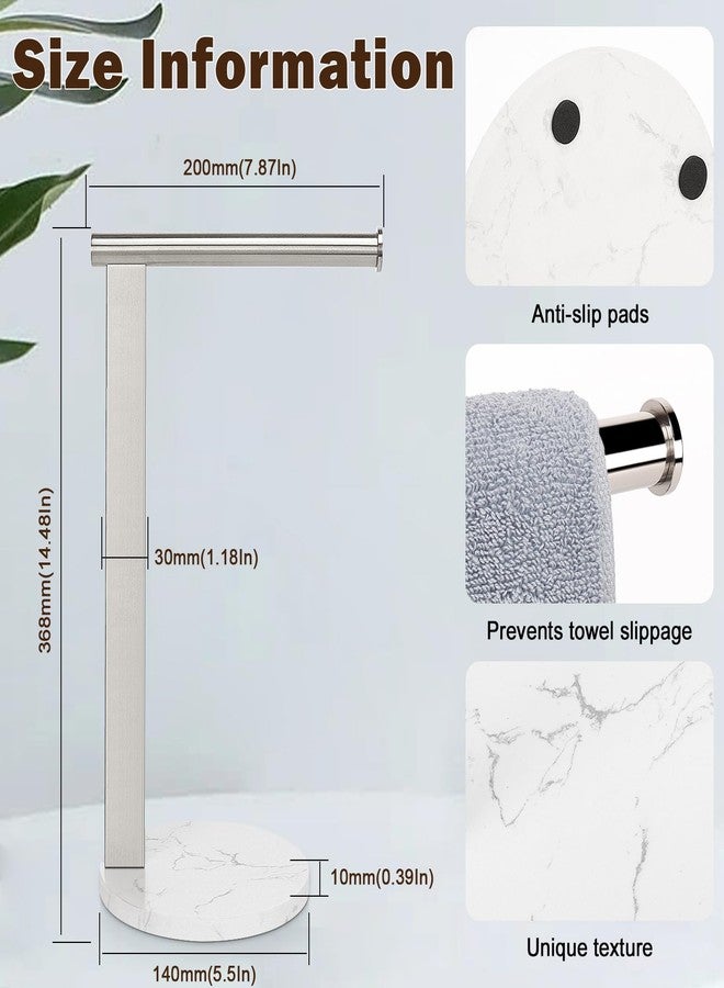 Siyzda Hand Towel Holder Stand for Bathroom, L- Shaped Standing Hand Towel Rack, Towel Bar Kitchen Vanity Countertop Organizer, SUS304 Stainless Steel Material (Marble Base, Brushed Nickel) - Image 3