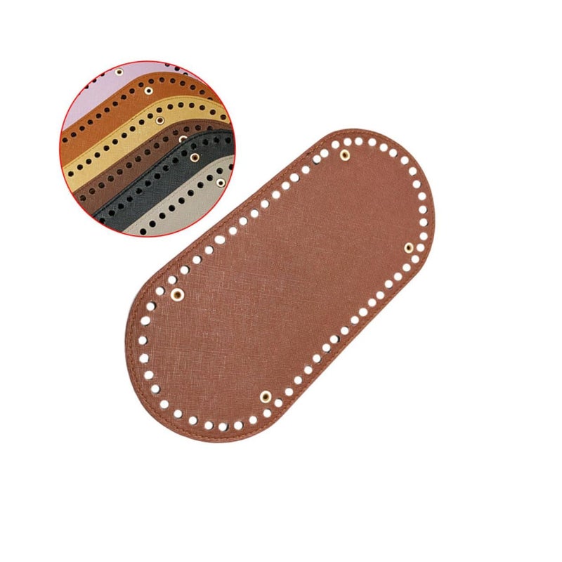 Coffee Pu Leather Bag Bottom for Knitting Crochet Handmade Crafting Sewing Projects - Image 3