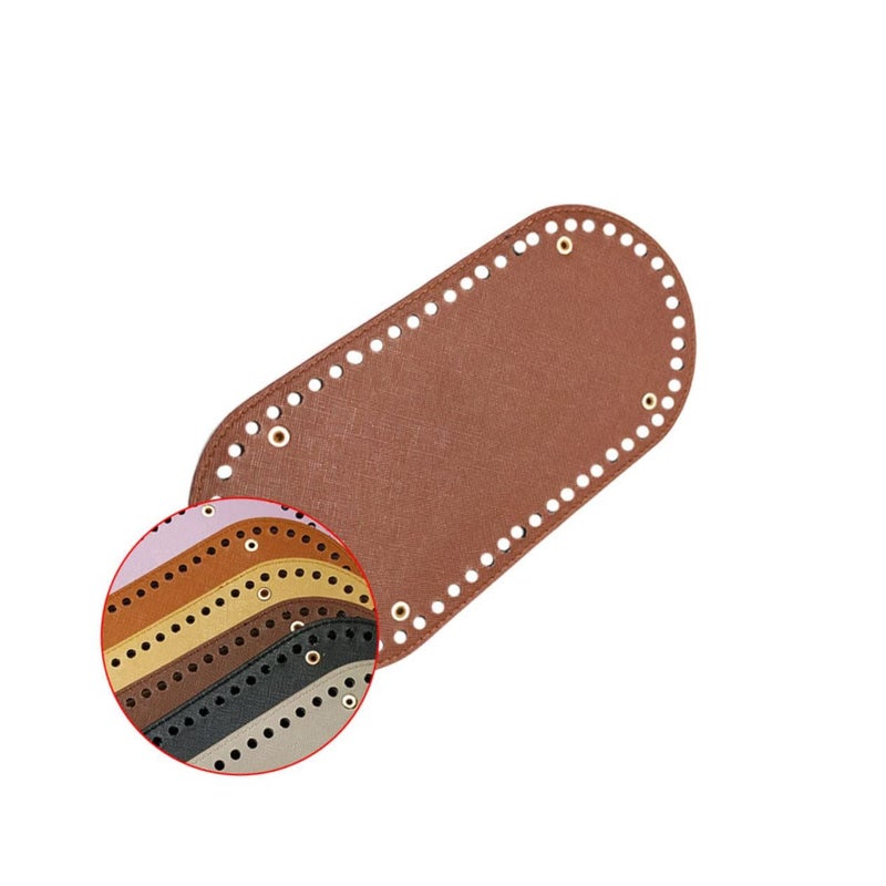 Coffee Pu Leather Bag Bottom for Knitting Crochet Handmade Crafting Sewing Projects - Image 2