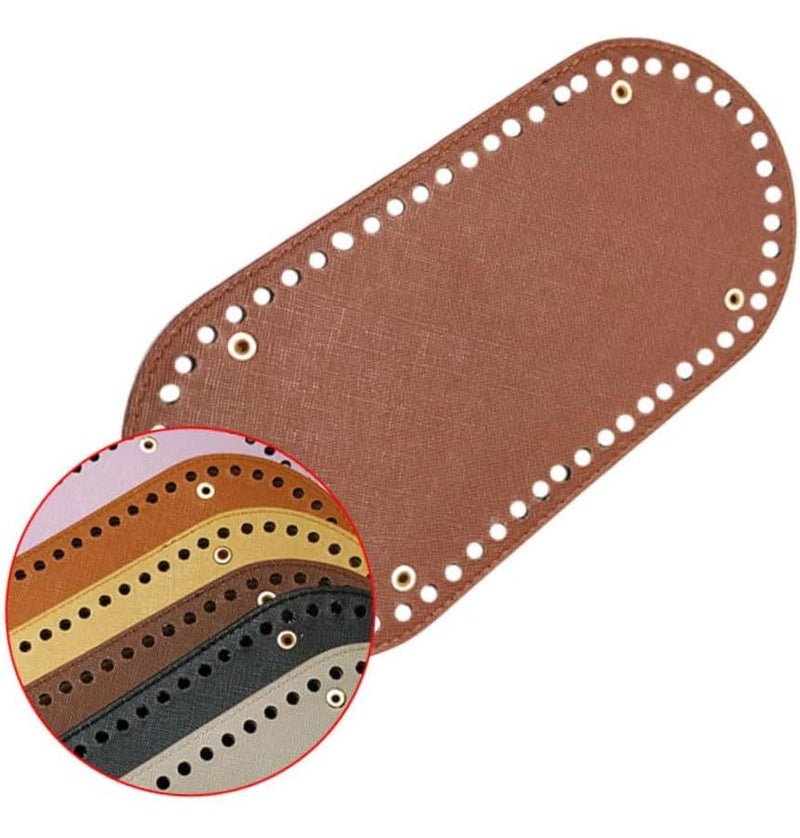 Coffee Pu Leather Bag Bottom for Knitting Crochet Handmade Crafting Sewing Projects - Image 1