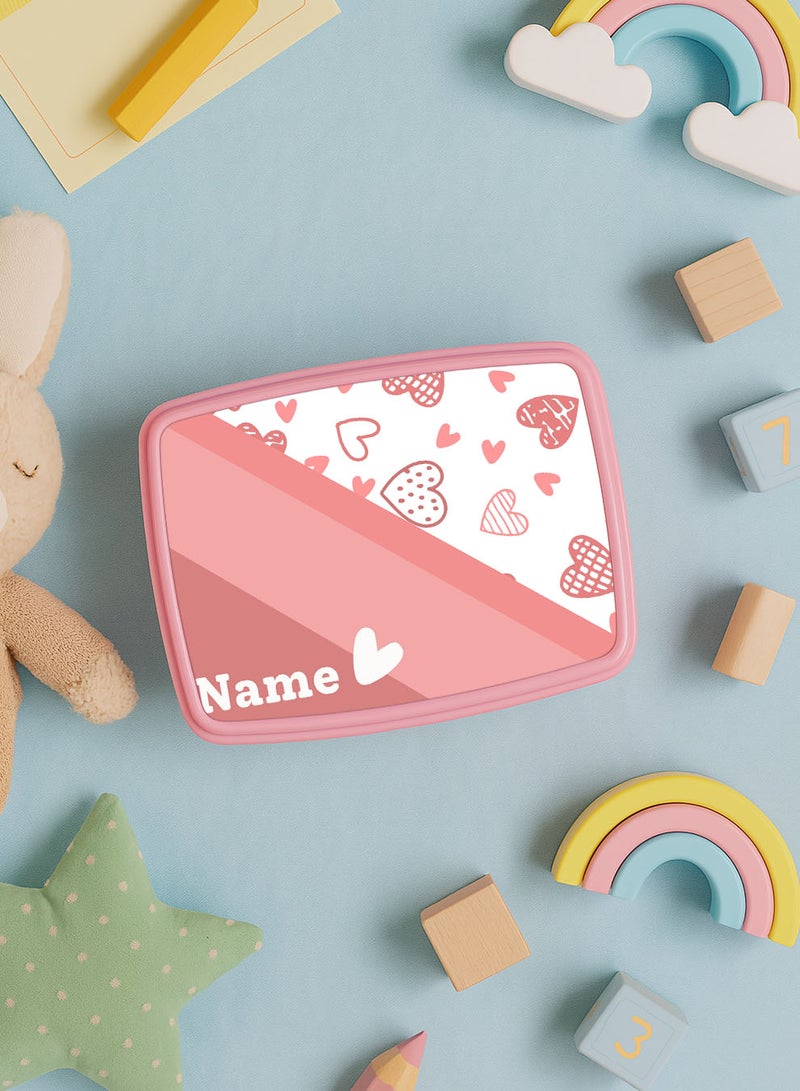 LOWHA Customizable Lunch Box with Personalized Name and Hearts Design - Image 3