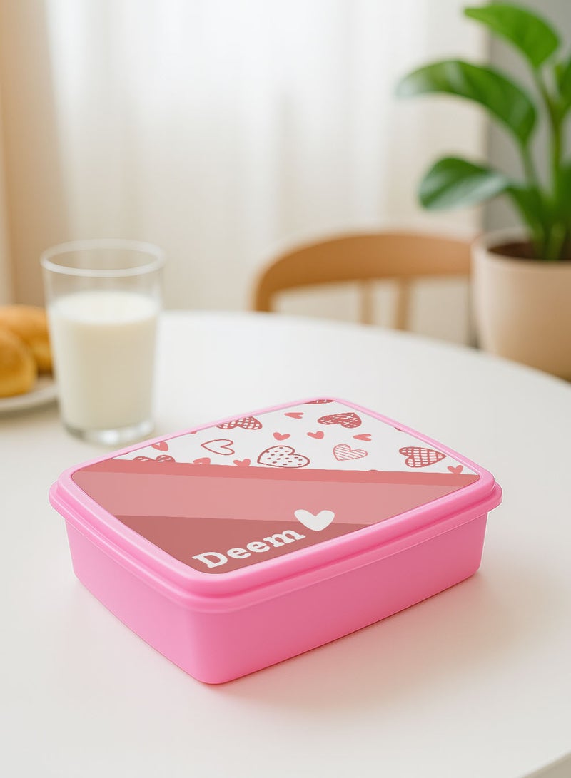 LOWHA Customizable Lunch Box with Personalized Name and Hearts Design - Image 4