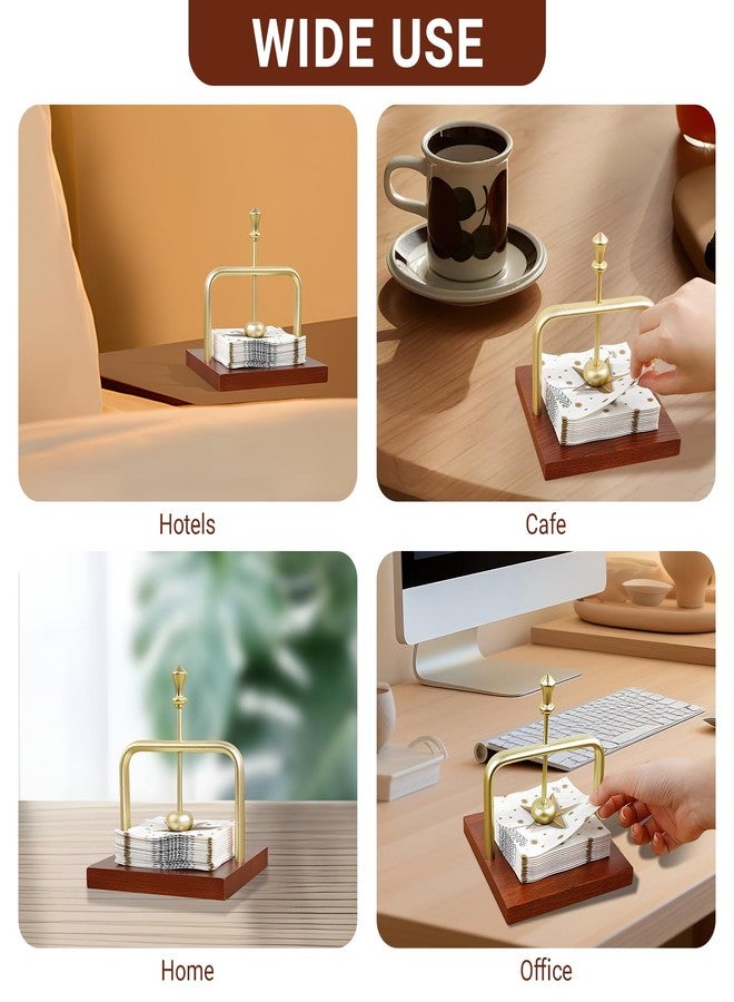 VinBee Wood Napkin Holder for Table Square Tabletop Napkin Dispenser with Sophisticatedly Metal Center Bar, Napkin holder for Home, Kitchen, Office, Restaurant, Hotel, Cafe, Bar 5.5 Inch - Image 4