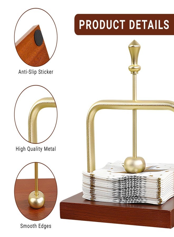 VinBee Wood Napkin Holder for Table Square Tabletop Napkin Dispenser with Sophisticatedly Metal Center Bar, Napkin holder for Home, Kitchen, Office, Restaurant, Hotel, Cafe, Bar 5.5 Inch - Image 3