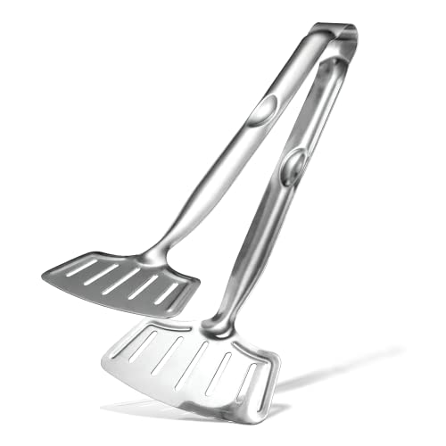 Kitchen Discovery Grip Right Turner Tongs – Kitchen Discovery – Dual Spatulas for Safe Lifting of Fish, Burgers, Pancakes, Cutlets – Stainless Steel Barbecue Tongs for Easy Flipping - Image 1