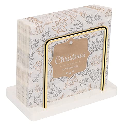 Livabber Napkin Holder, Metal Napkin Storage Modern Freestanding Tissue Paper Dispenser for Table Kitchen Countertop (Marble Base, Gold) - Image 1